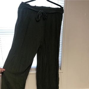 Army green flowey pants